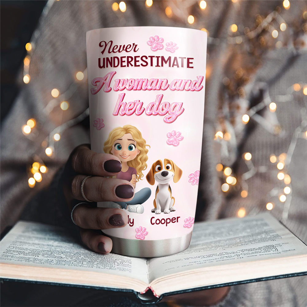 Custom Christmas Birthday Gifts For Dog Mom, Dog Lovers • The Bond We Have - Personalized 3D Effect Tumbler