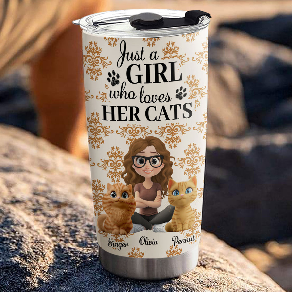 Custom Mother's day Birthday Gifts For Pet Mom, Pet Lovers • Season Cat And Girl - Personalized Tumbler