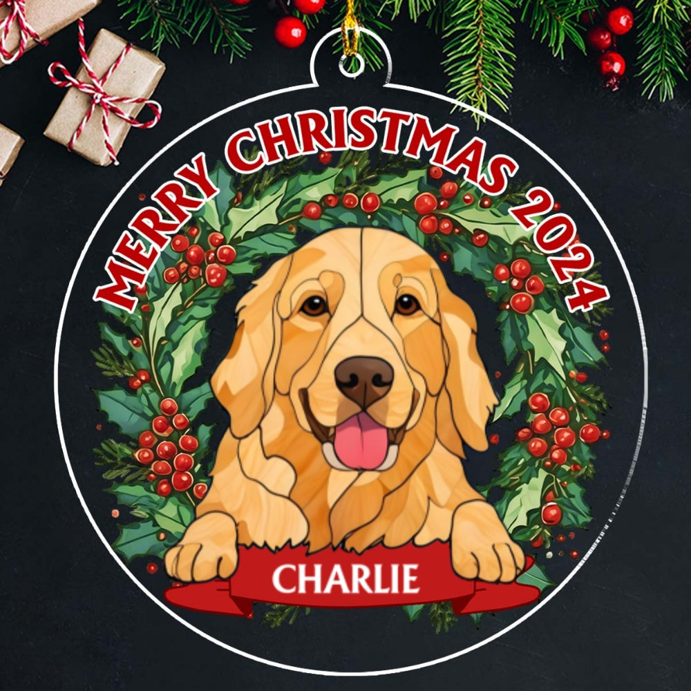 Custom Christmas Decor Home Birthday Gifts For Dog Lovers • Joyful Christmas - Personalized Acrylic Ornament