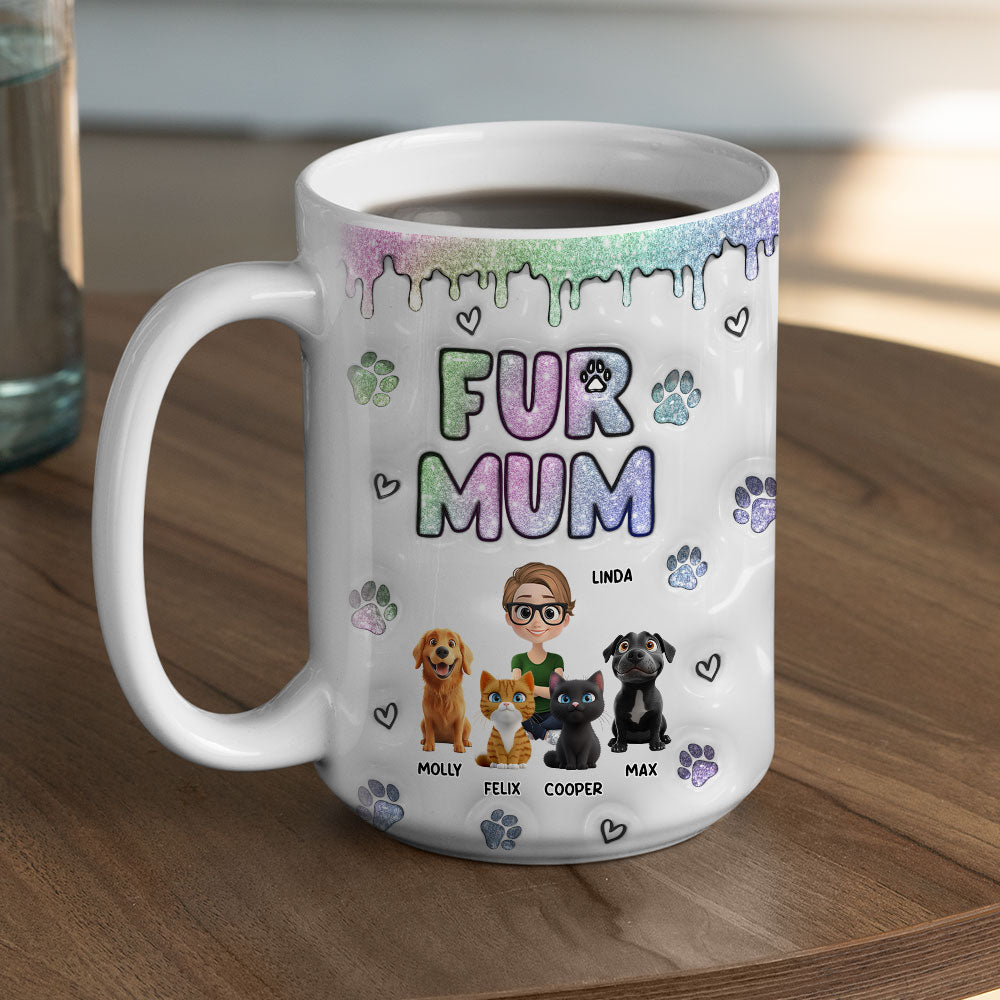 Custom Christmas Birthday Gifts For Pet Mom, Pet Lovers • Lovely Chibi Fur Mom - Personalized 3D Inflated Effect Mug
