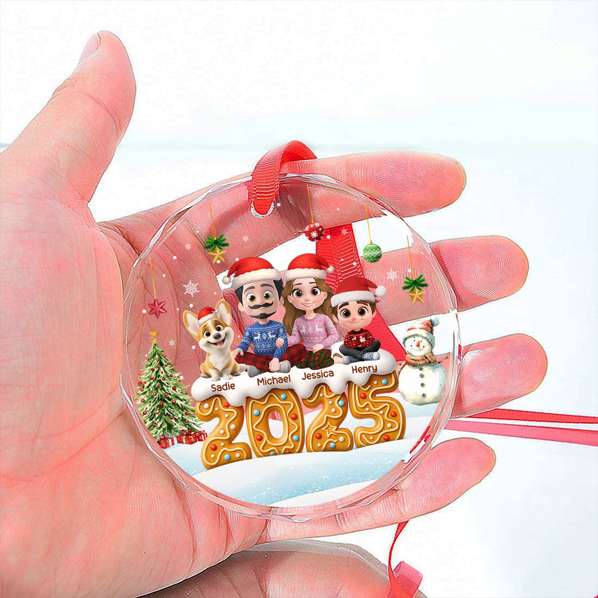 Custom Christmas Decor Home Birthday Gifts For Dog Lovers • Family Of This Year - Personalized Glass Ornament