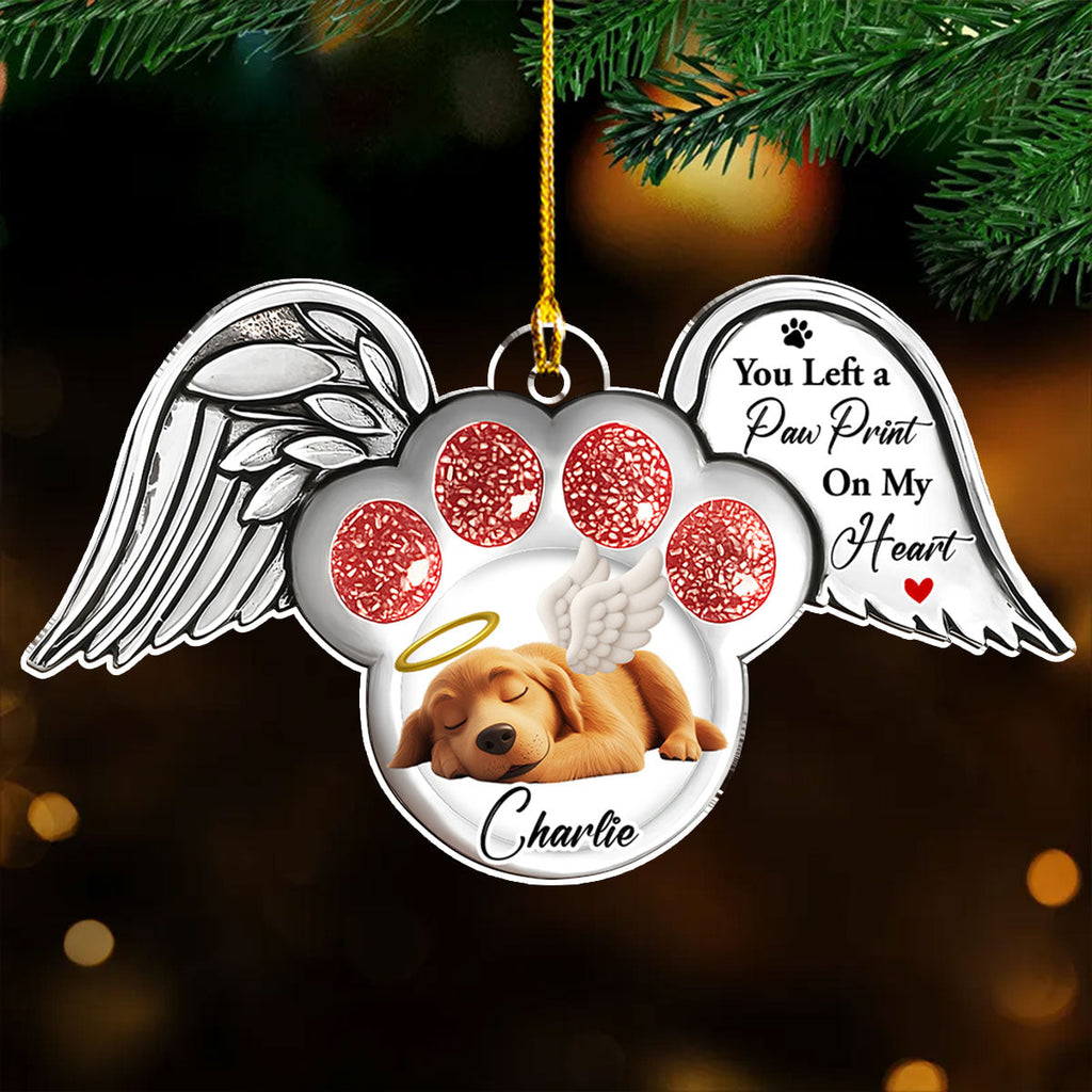 Custom Christmas Memorial Sympathy Gifts For Dogs, Cats • Pawprints In Heaven - Personalized Acrylic Ornament
