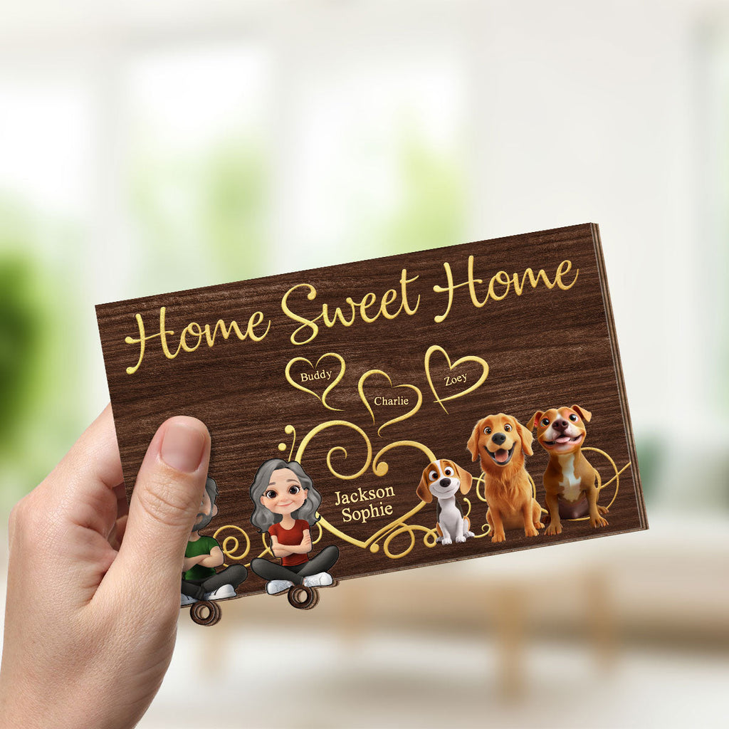 Home Sweet Home - Personalized Wooden Key Holder With Keychain