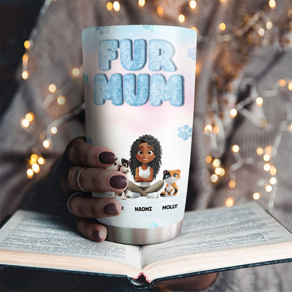 Custom Christmas Birthday Gifts For Pet Lovers • Fluffy Fur Mom - Personalized Tumbler
