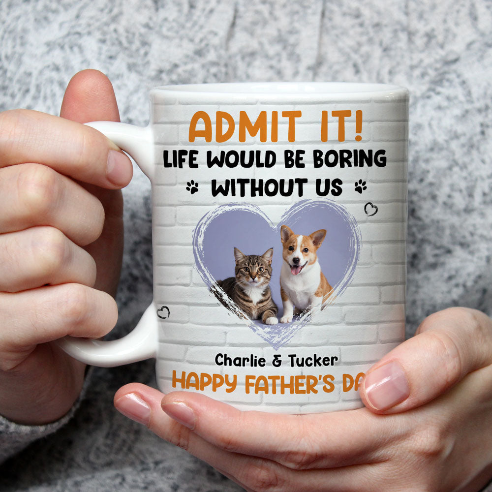 Custom Photo Father's day Birthday Gifts For Cat Dad, Cat Lovers • Admit It Pet Dad Orange Photo - Personalized Coffee Mug