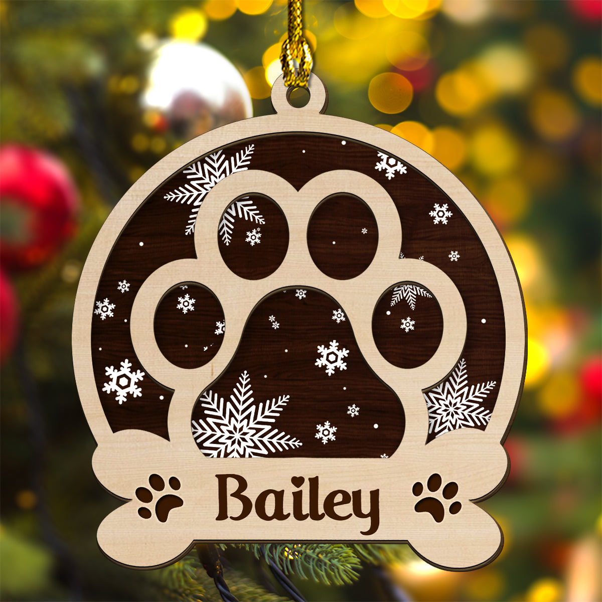 Custom Christmas Decor Home Birthday Gifts For Dog Lovers, Dog Dad And Mom • Dog Name Christmas - Personalized 2-layered Wood Ornament