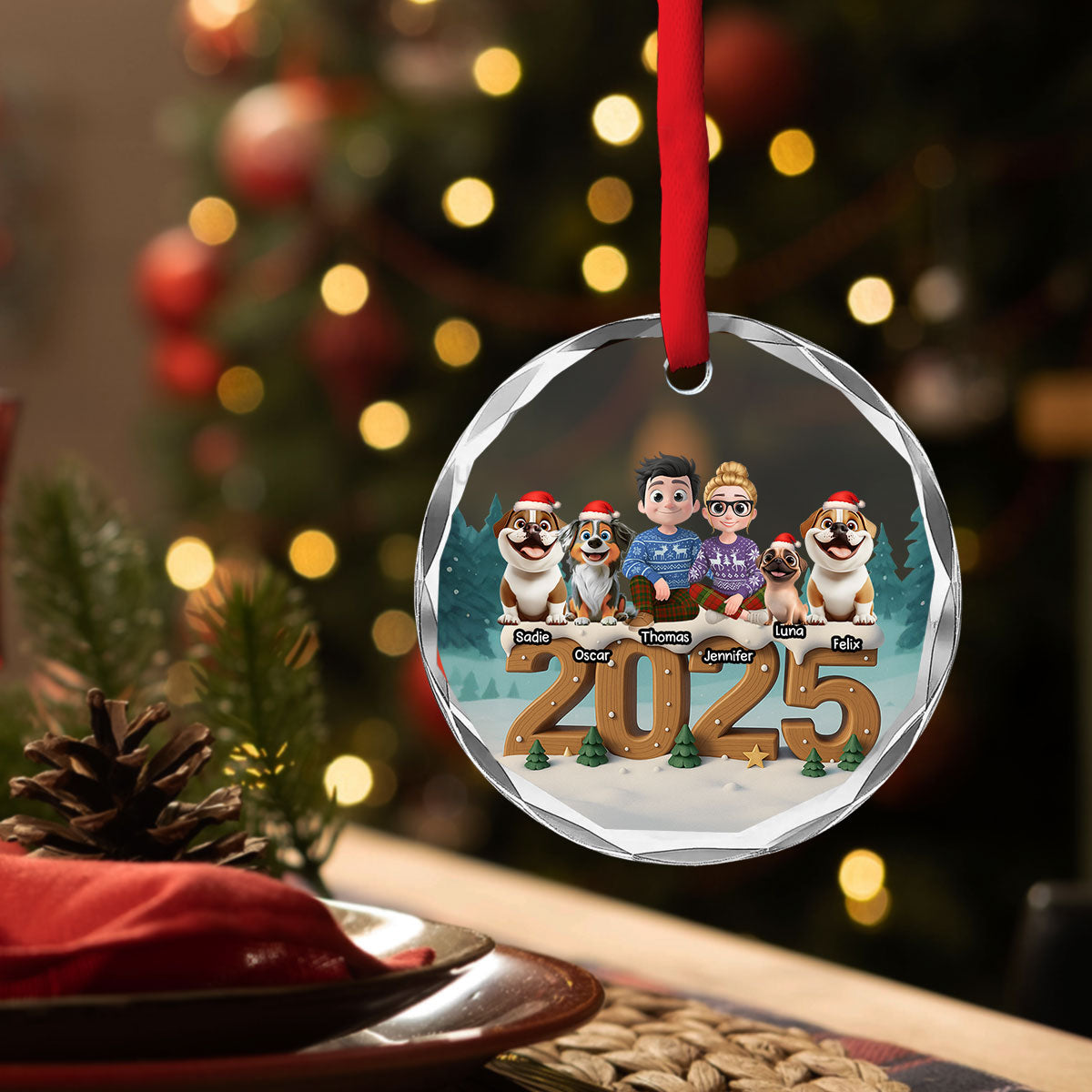 Custom Christmas Decor Home Birthday Gifts For Dog Lovers • From This Year Onwards - Personalized 3D Effect Glass Ornament
