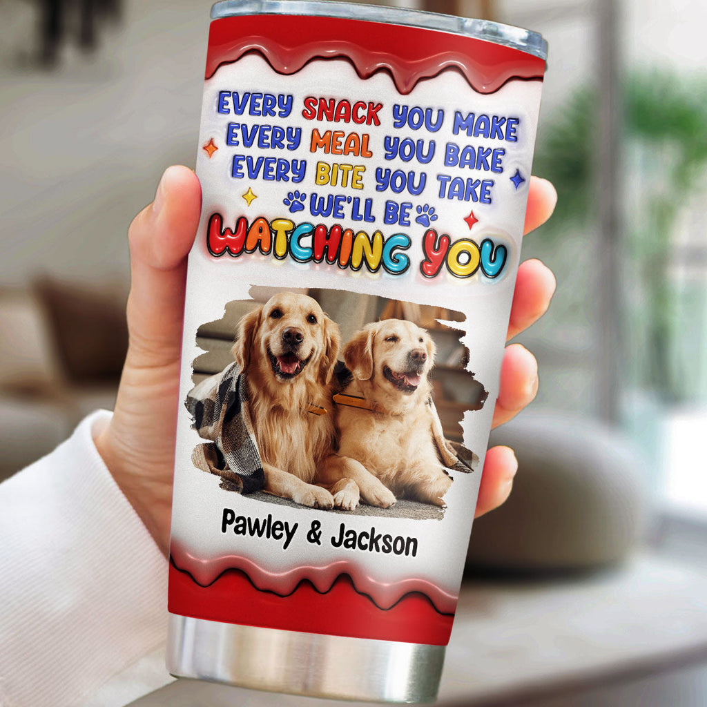 Custom Christmas Birthday Gifts For Pet Lovers • Cheeky Pup Photo - Personalized 3D Inflated Effect Tumbler