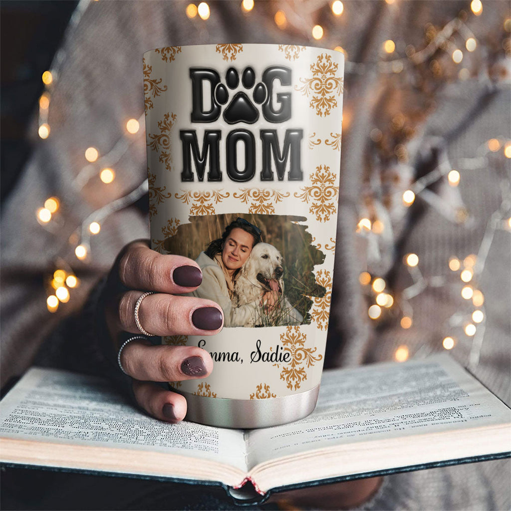 Custom Photo Christmas Birthday Gifts For Dog Mom, Dog Lovers • Pumskin Dog Mom Photo - Personalized 3D Inflated Effect Tumbler