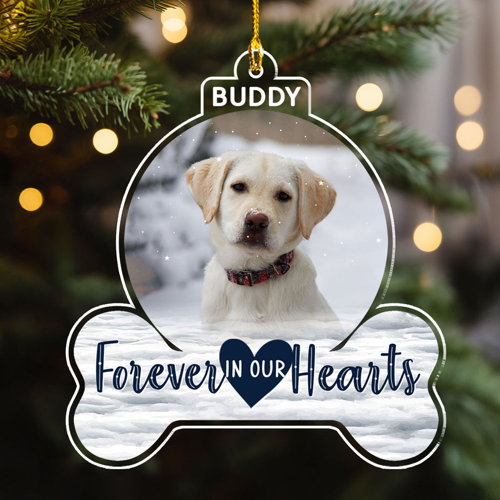 Custom Christmas Memorial Sympathy Gifts For Dogs, Cats • Forever In My Heart - Personalized Acrylic Ornament