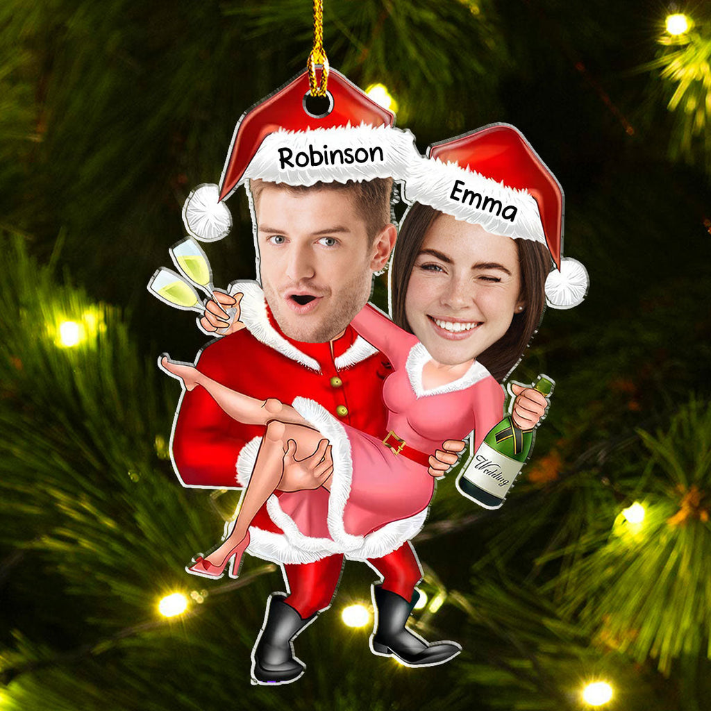 Funny Santa Couple - Personalized Acrylic Ornament