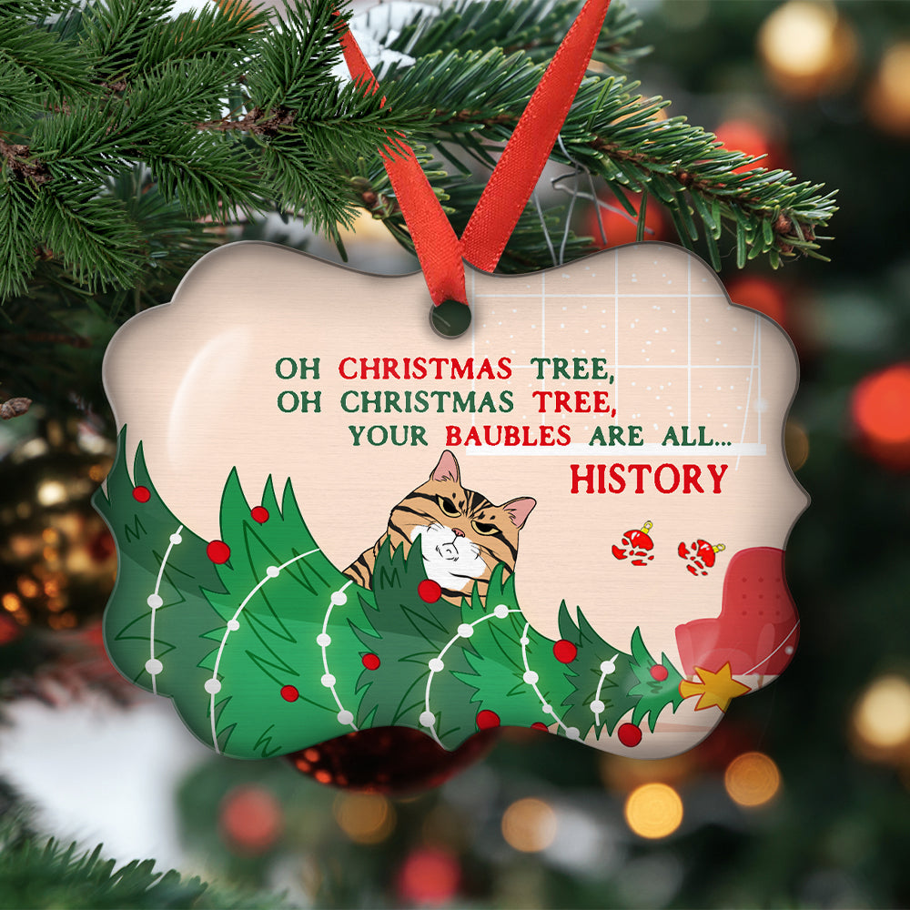 Custom Christmas Decor Home Birthday Gifts For Cat Lovers • Oh Christmas Tree - Personalized Aluminum Ornament