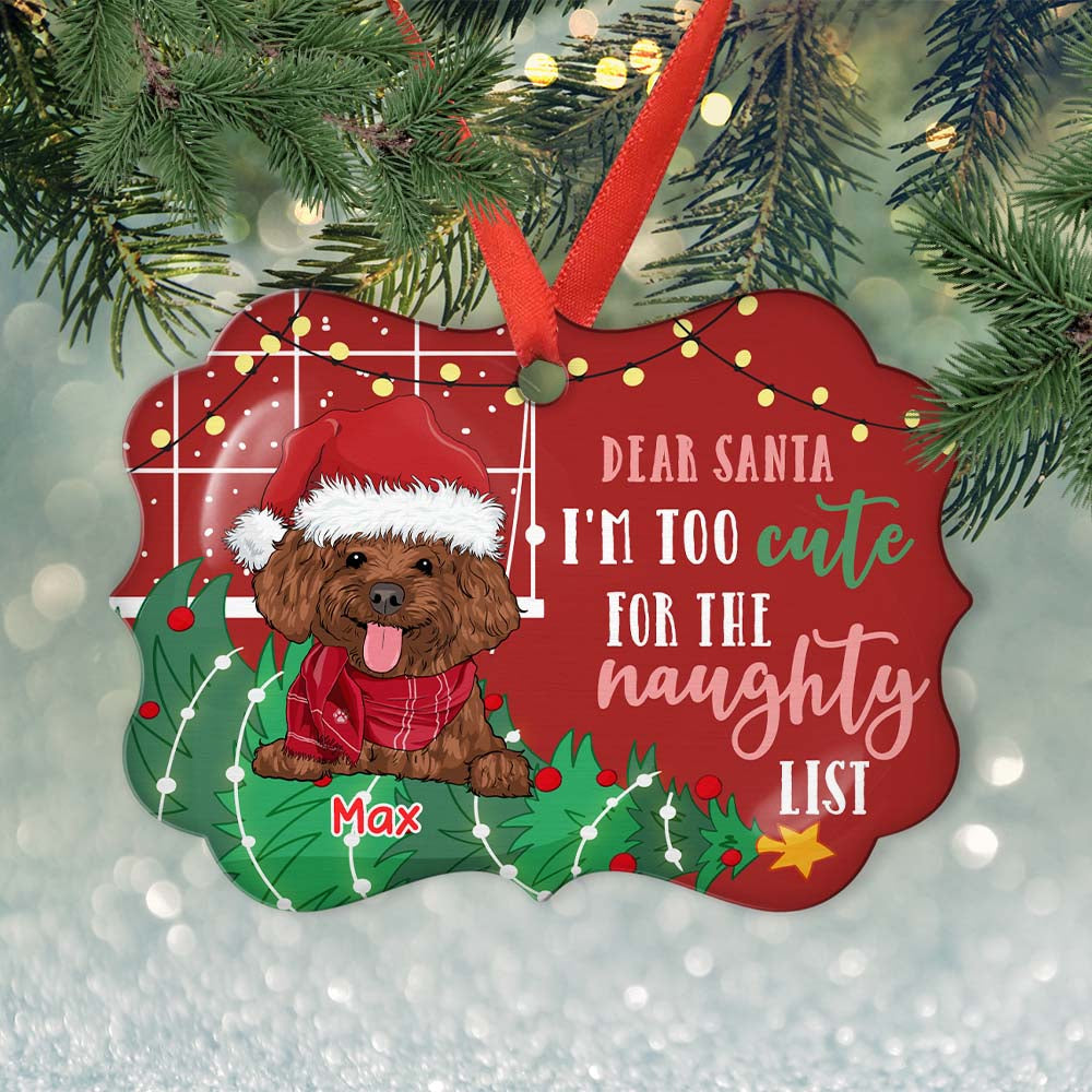 Too Cute For The Naughty List - Personalized Aluminum Ornament