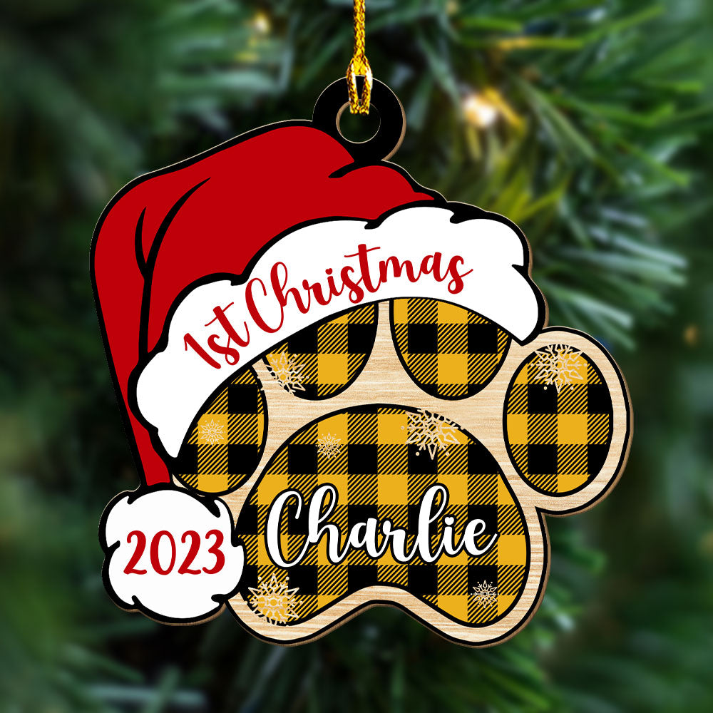 Santa Paw - Personalized 1-layered Wood Ornament