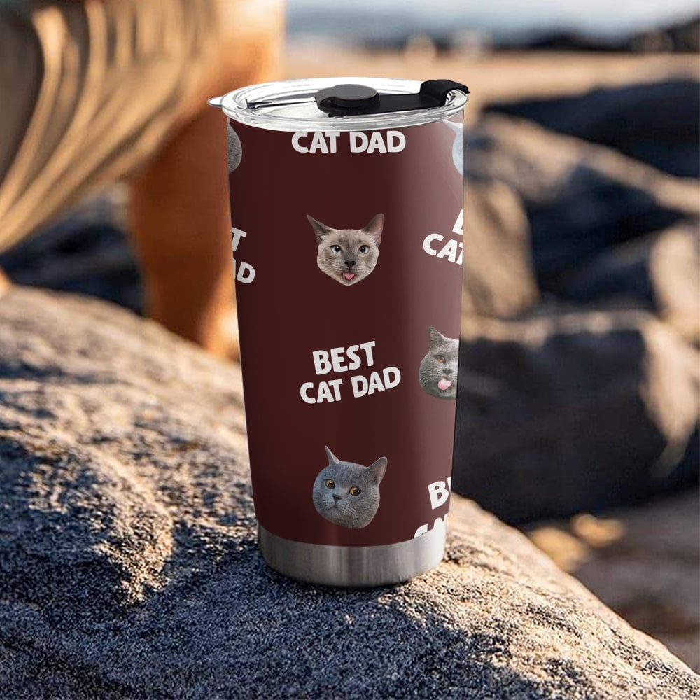 Custom Mother's day Birthday Gifts For Cat Mom, Cat Lovers • Best Mom Dad Pet Face - Personalized Tumbler