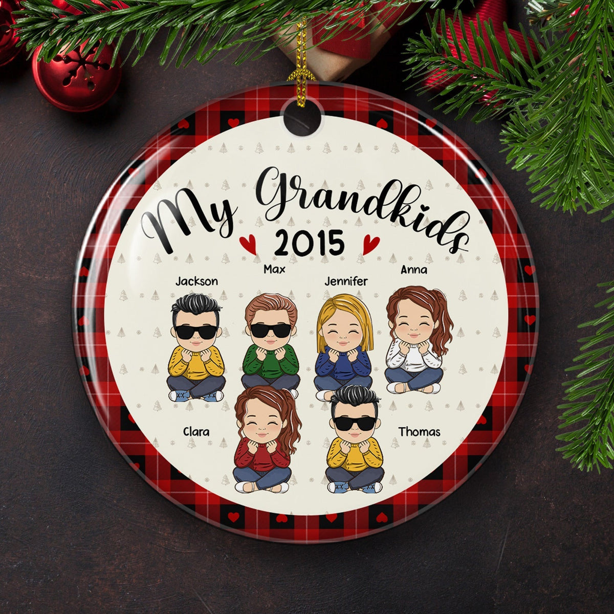 My Lovely Grandkids - Personalized Circle Ceramic Christmas Ornament
