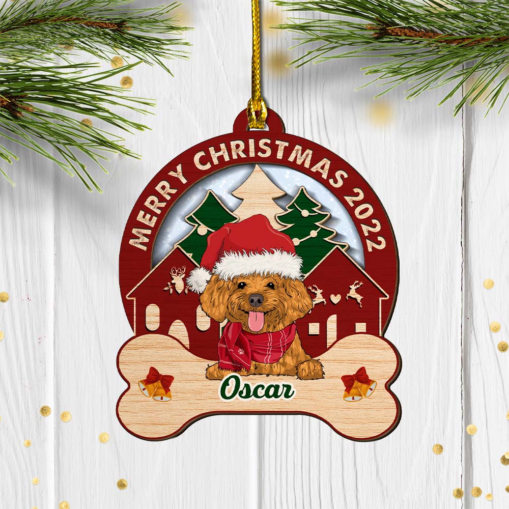 Custom Christmas Decor Home Birthday Gifts For Dog Lovers • Dog Snow House - Personalized 2-layered Wood Ornament