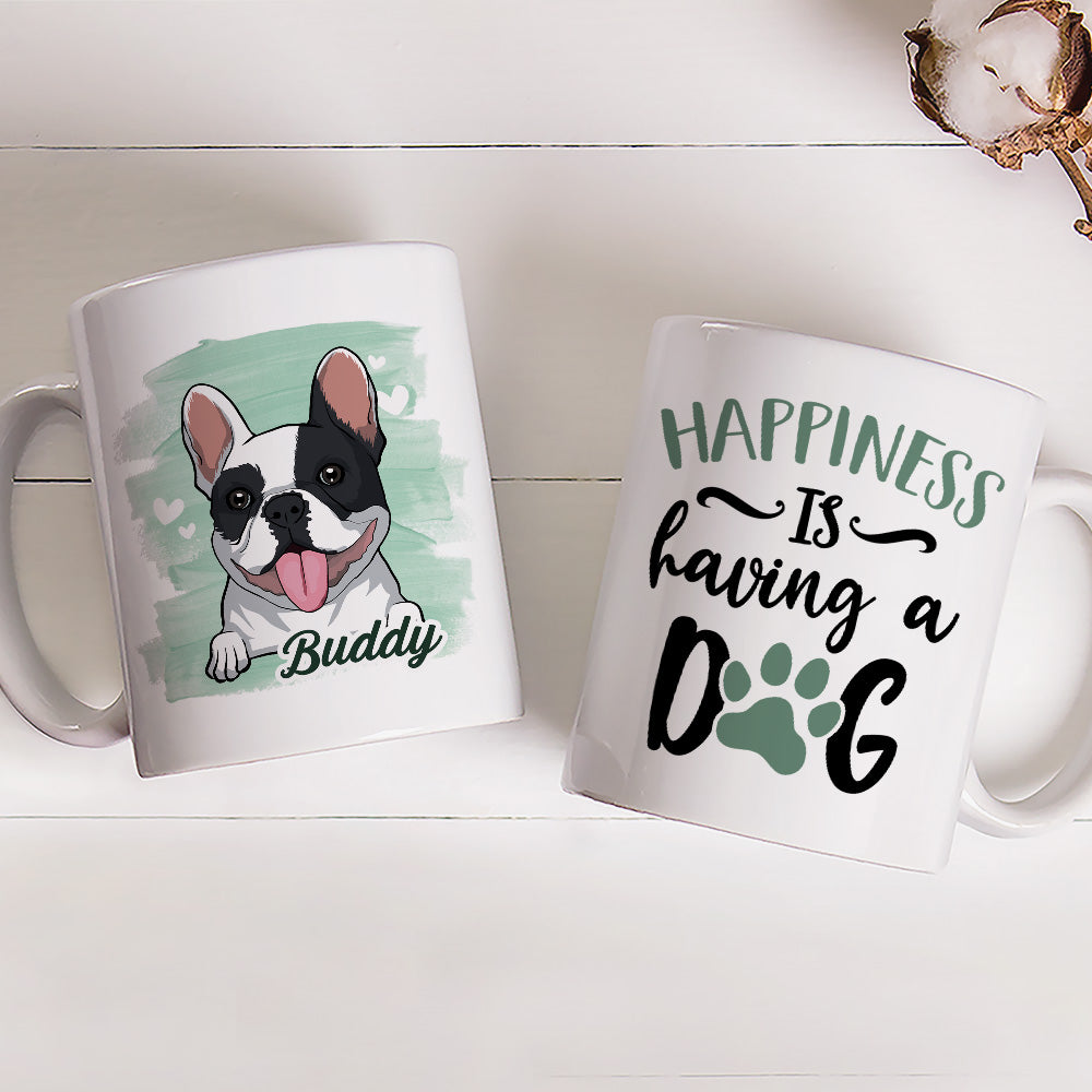 Custom Christmas Birthday Gifts For Dog Lovers • Happiness Is Having A Dog - Personalized Coffee Mug