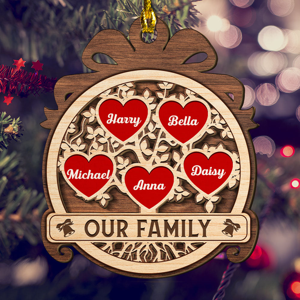 Family Tree - Personalized 2-layered Wood Ornament