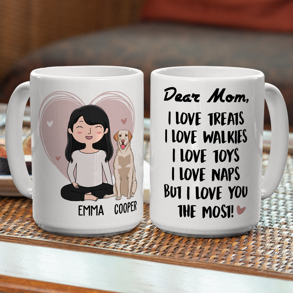 Custom Christmas Birthday Gifts For Dog Lovers • Love You The Most - Personalized Coffee Mug