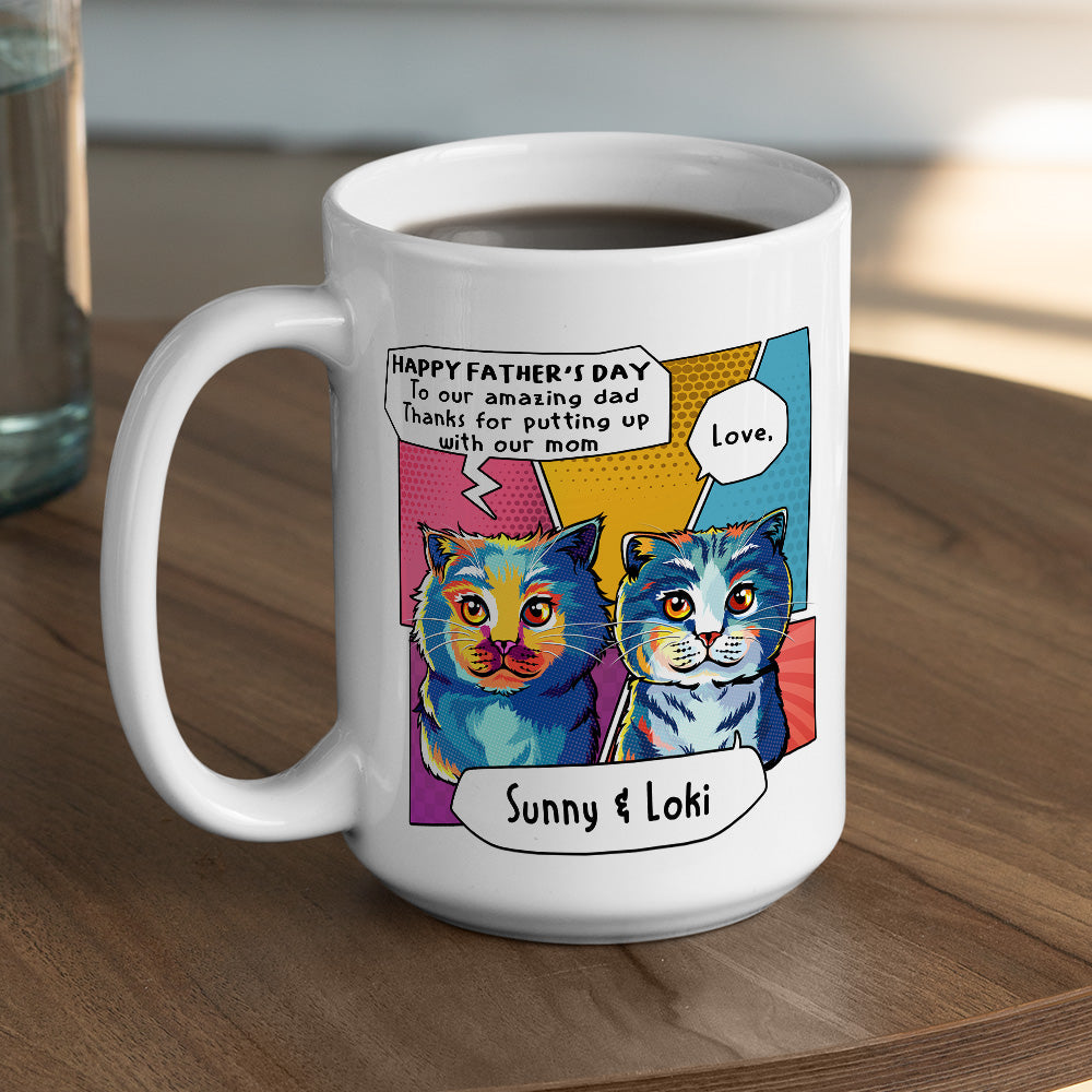 Custom Photo Christmas Birthday Gifts For Cat Dad, Cat Lovers • Amazing Cat Dad - Personalized Coffee Mug