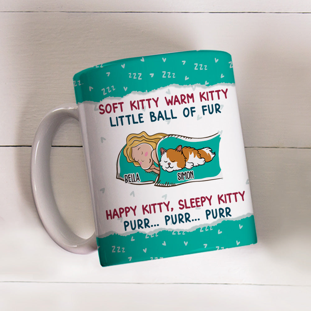 Custom Mother's day Birthday Gifts For Cat Mom, Cat Lovers • Soft Kitty Warm Kitty - Personalized Coffee Mug