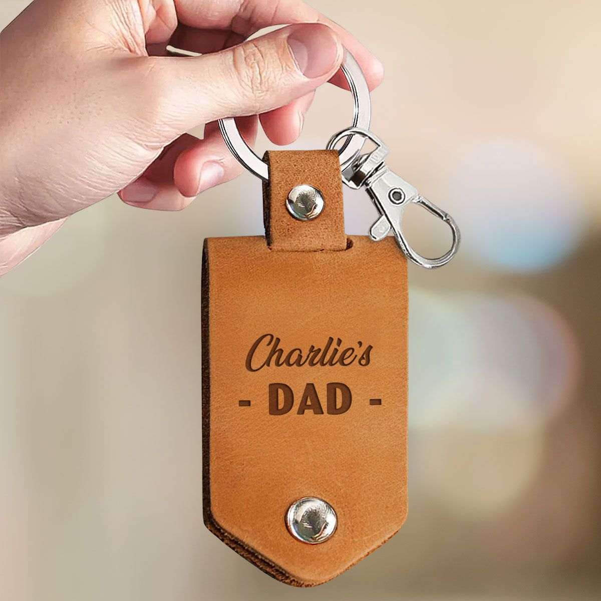 Working Hard - Personalized Leather Photo Keychain