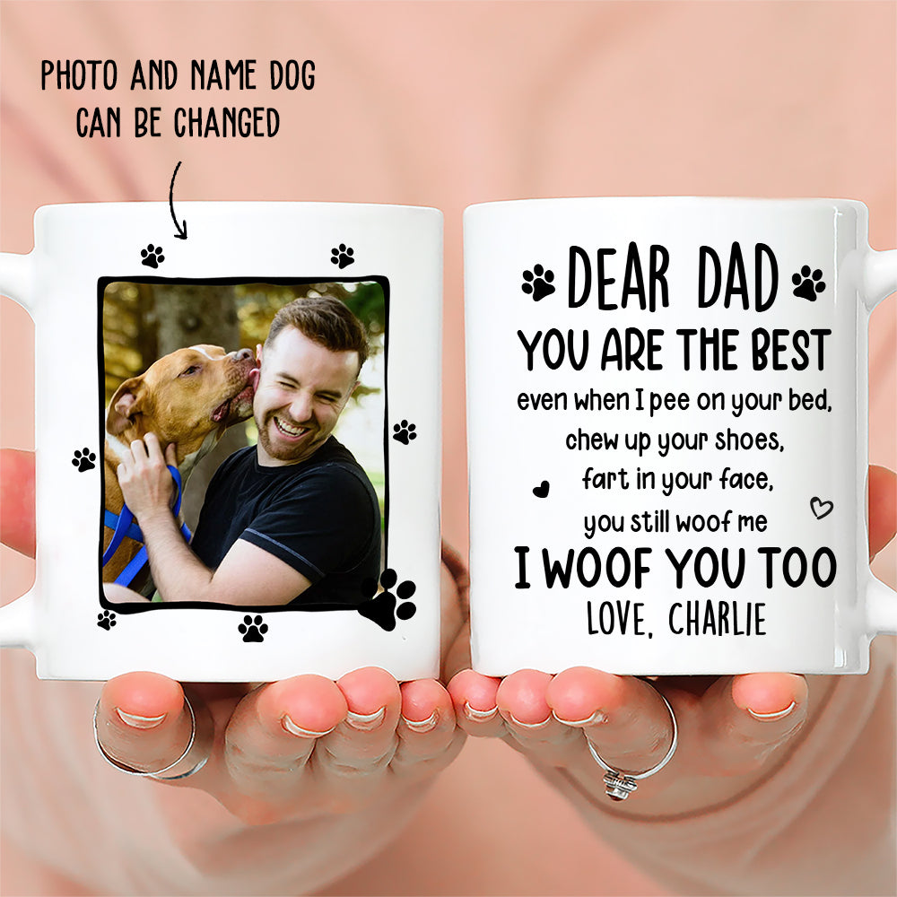 Custom Christmas Birthday Gifts For Dog Dad, Dog Lovers • I Woof You Too - Personalized Coffee Mug - Gifts For Dog Lovers