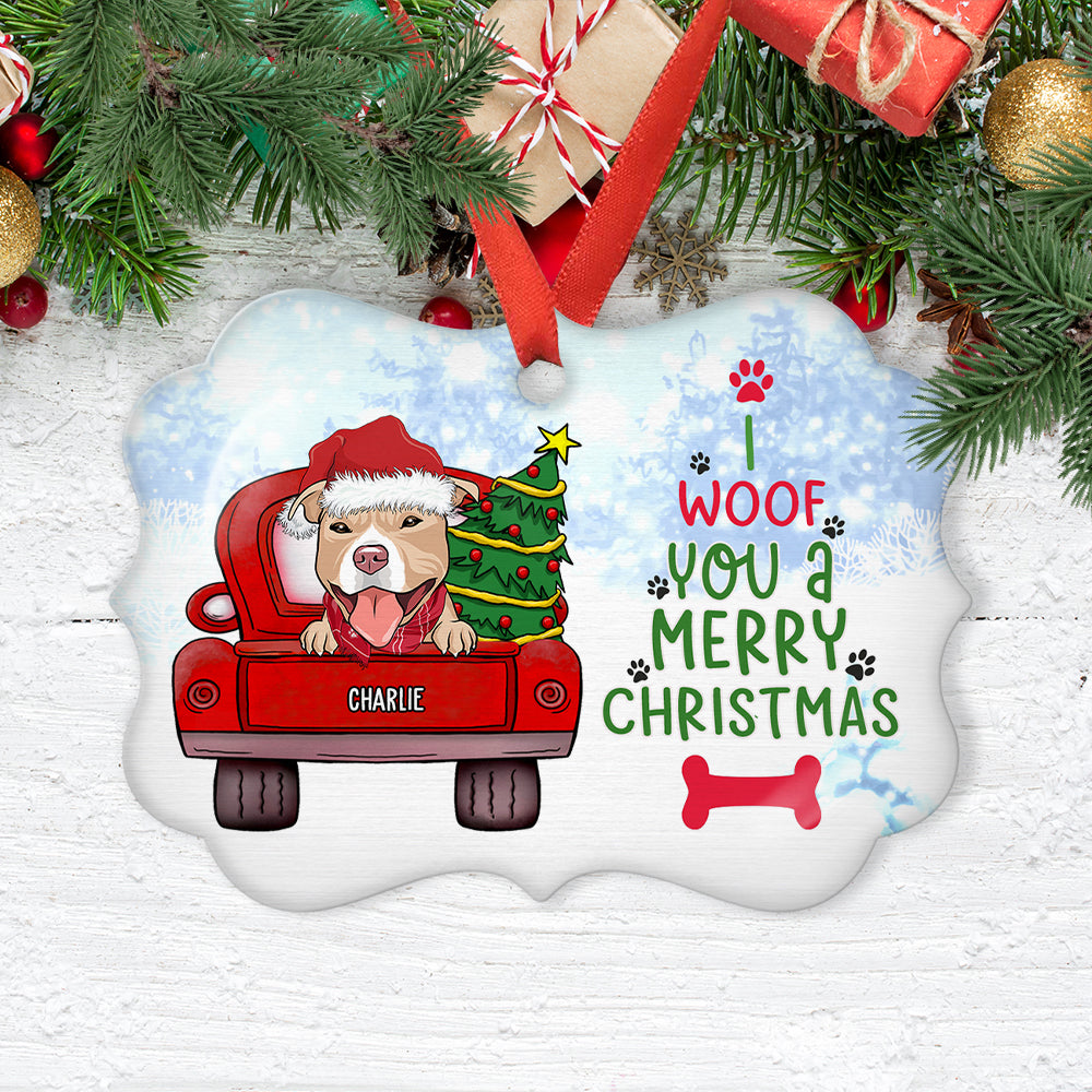 Woof You Merry Christmas - Personalized Aluminum Ornament