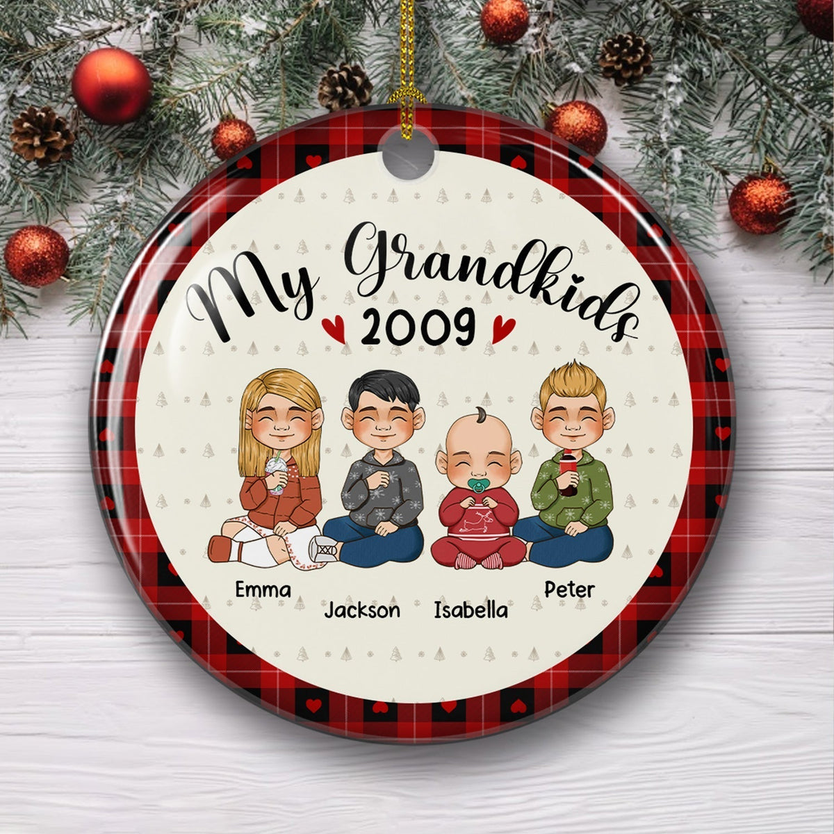 My Lovely Grandchildren - Personalized Circle Ceramic Christmas Ornament