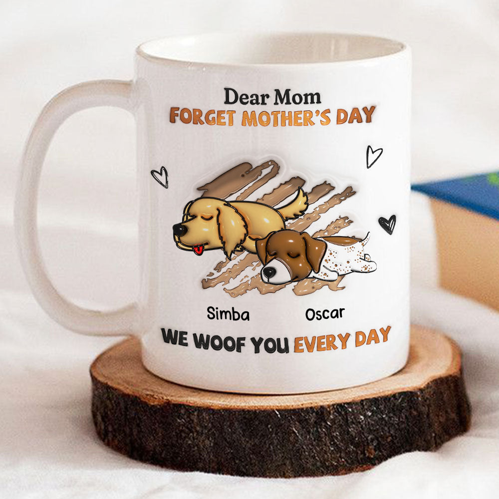 Custom Christmas Birthday Gifts For Dog Lovers • We Woof You Every Day - Personalized 3D Inflated Effect Mug