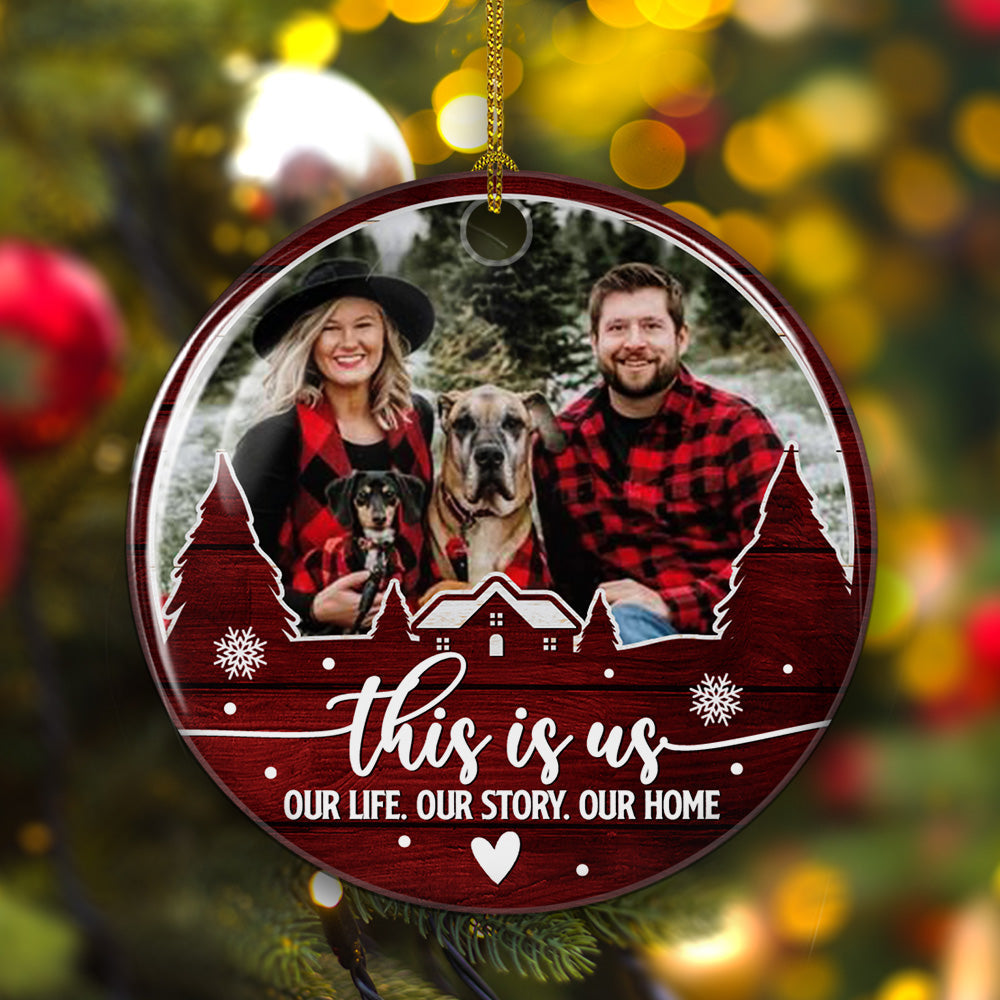 Family, This Is Us - Personalized Circle Ceramic Christmas Ornament