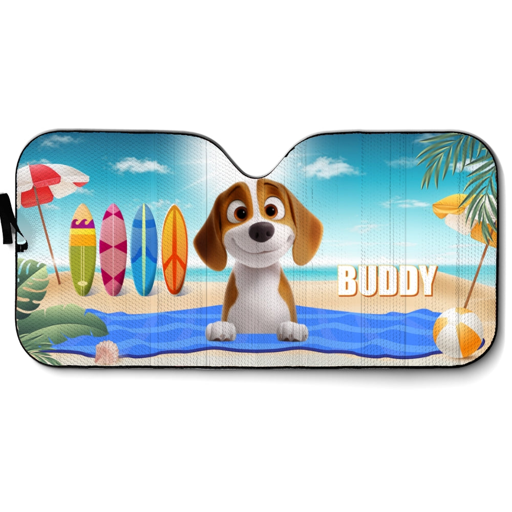 Custom Christmas Birthday Gifts Car Accessories for Dog Parents • Dog And Beach - Personalized Car Sunshade