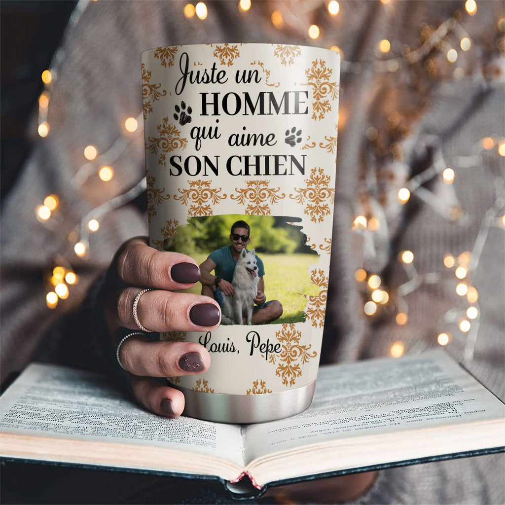 Custom Photo Christmas Birthday Gifts For Dog Dad, Dog Lovers • Gobelet Personnalisé - Chiens Citrouille d’Automne Photo