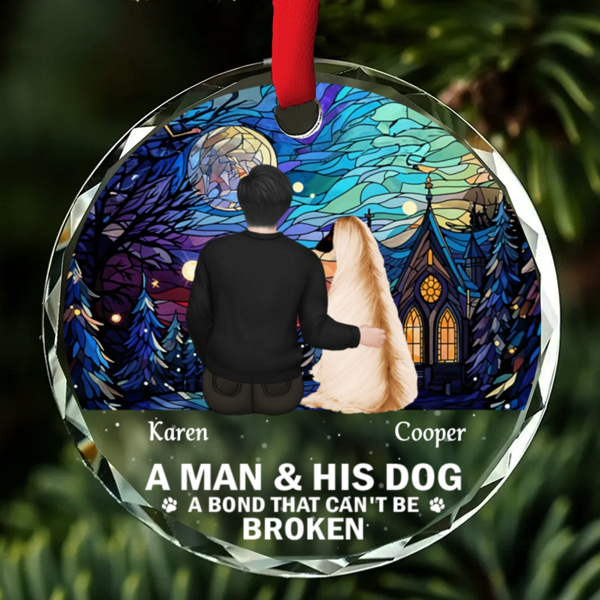 The Bond Between A Girl And Her Dog - Personalized Glass Ornament