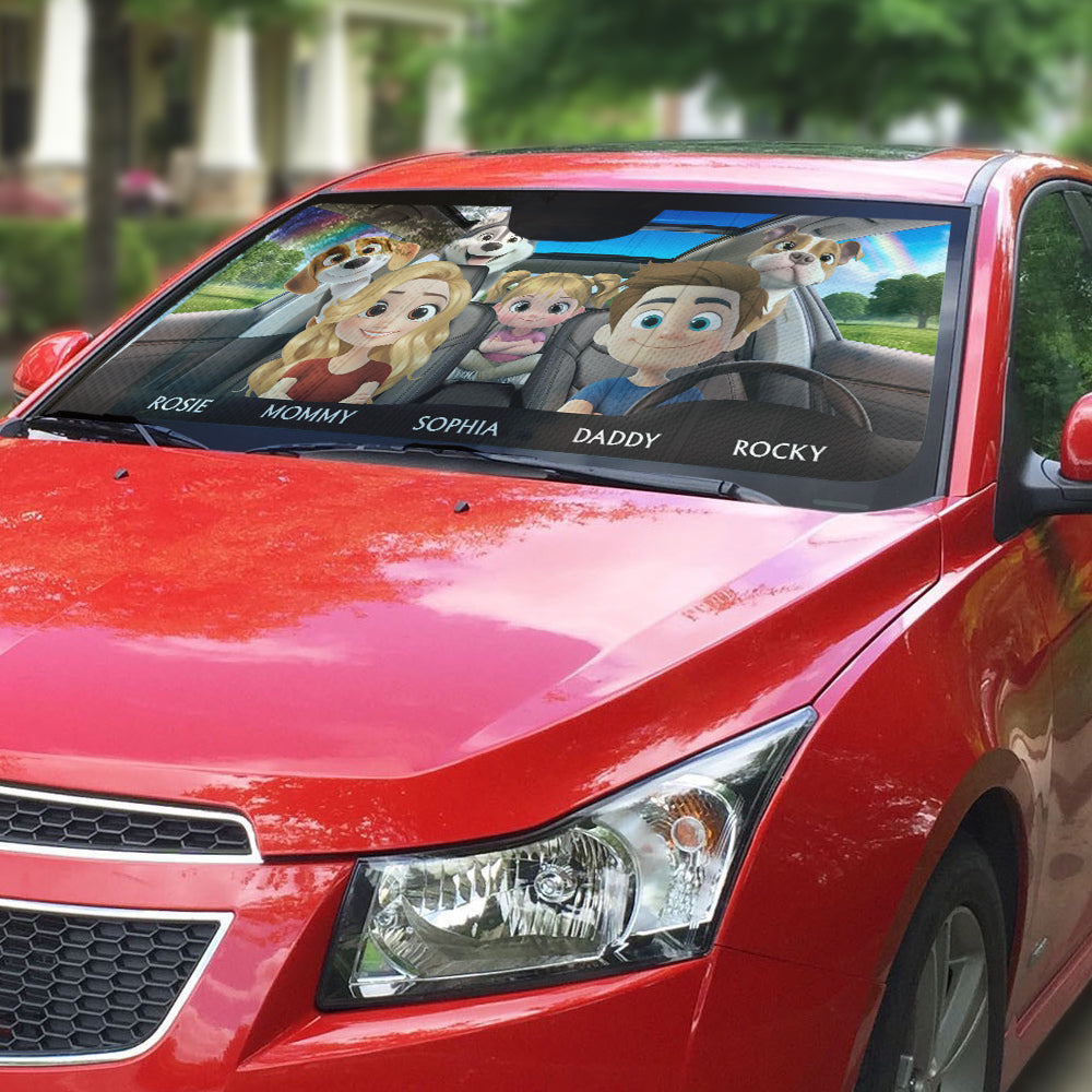 Custom Christmas Birthday Gifts Car Accessories for Dog Parents • Life Is Better With My Dog Family - Personalized Car Sunshade