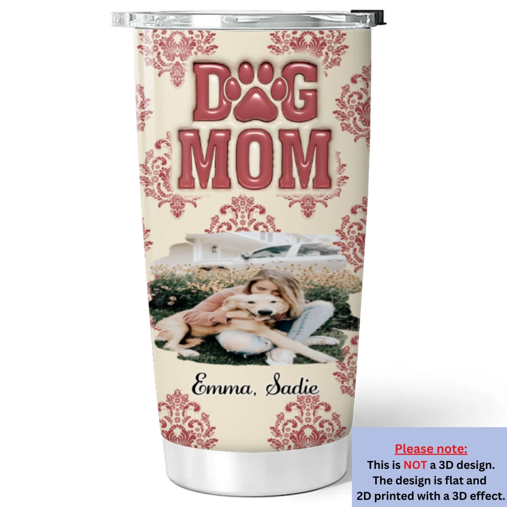 Custom Photo Christmas Birthday Gifts For Dog Mom, Dog Lovers • Queen Of Dogs Photo - Personalized 3D Inflated Effect Tumbler
