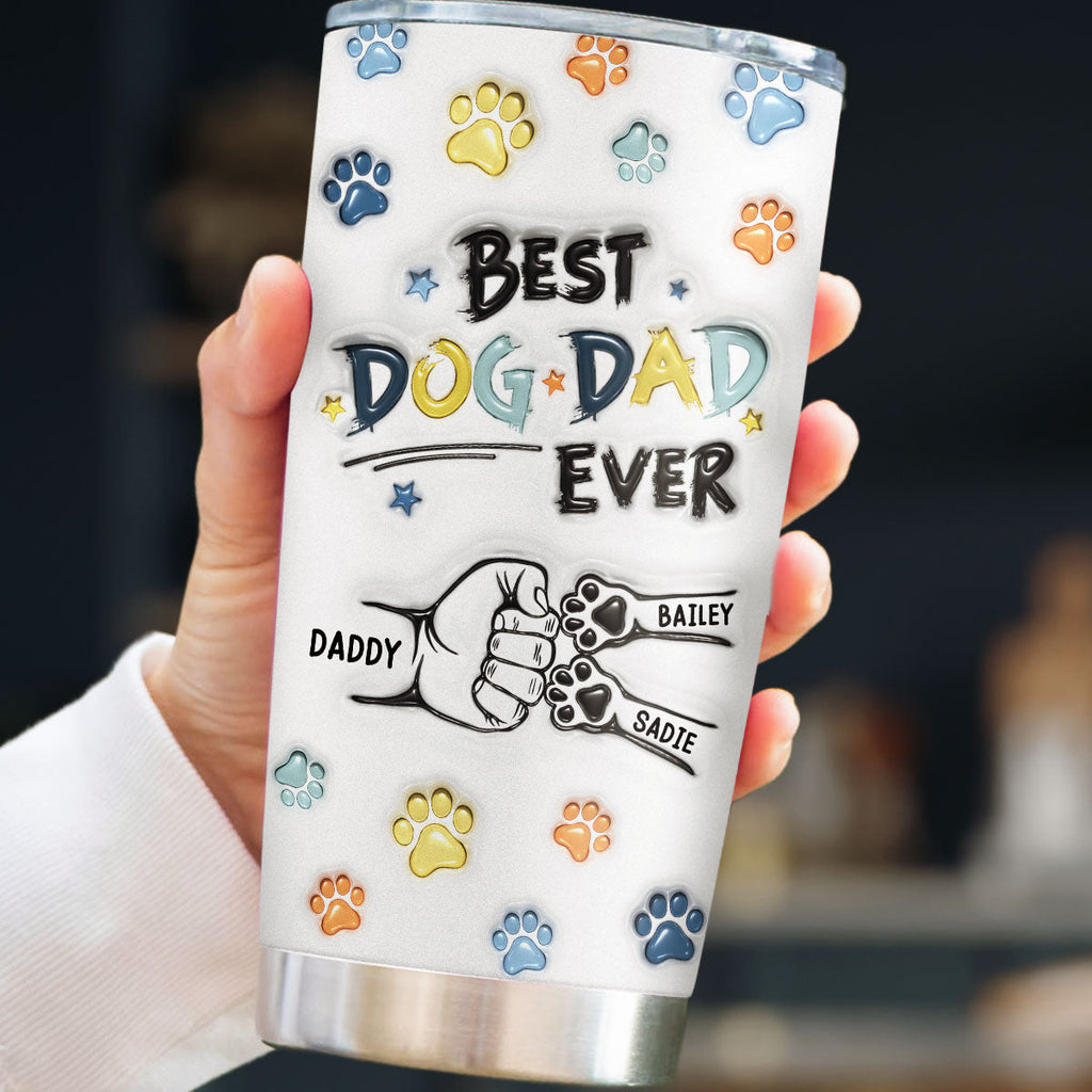 Best Dog Dad Hand Line - Personalized 3D Inflated Effect Tumbler