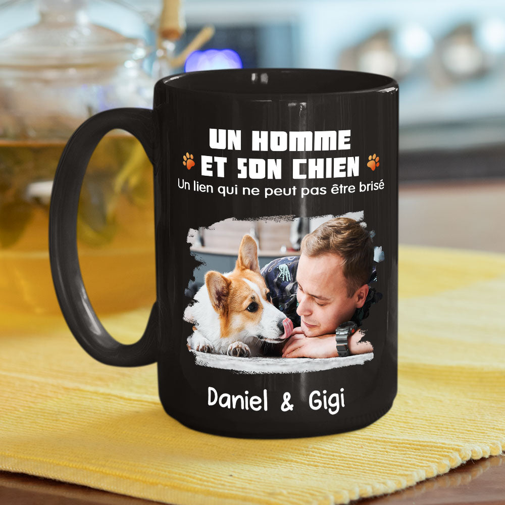 Custom Photo Christmas Birthday Gifts For Dog Lovers • Mug personnalisé – Humain et son chien photo