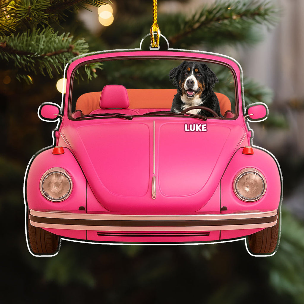 Cute Pet In Car Photo - Personalized Acrylic Ornament