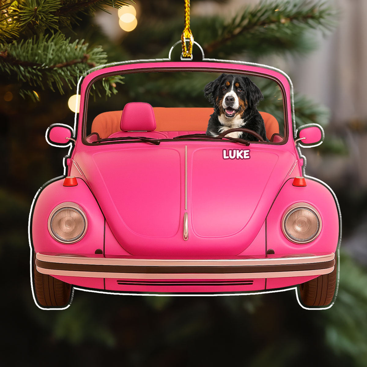 Cute Pet In Car Photo - Personalized Acrylic Ornament