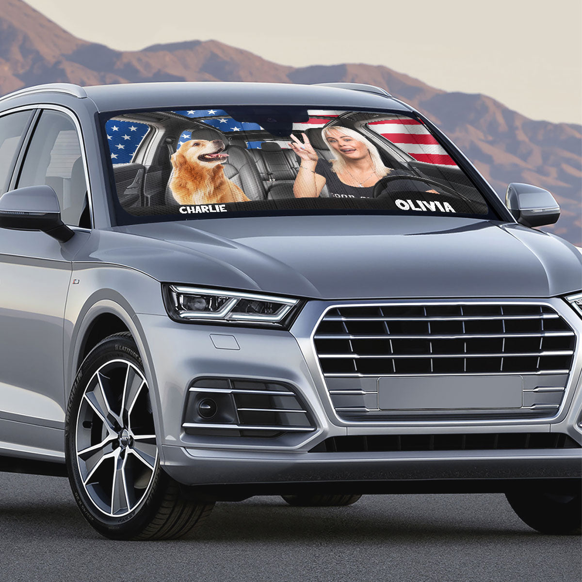 Custom Christmas Birthday Gifts Car Accessories for Dog Parents • American Dog Photo - Personalized Car Sunshade