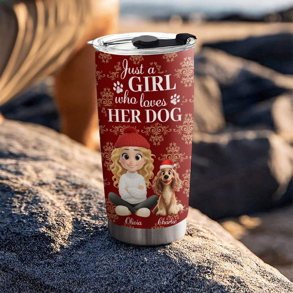 Custom Christmas Birthday Gifts For Dog Mom, Dog Lovers • Toile Dog Cartoon Christmas - Personalized Tumbler