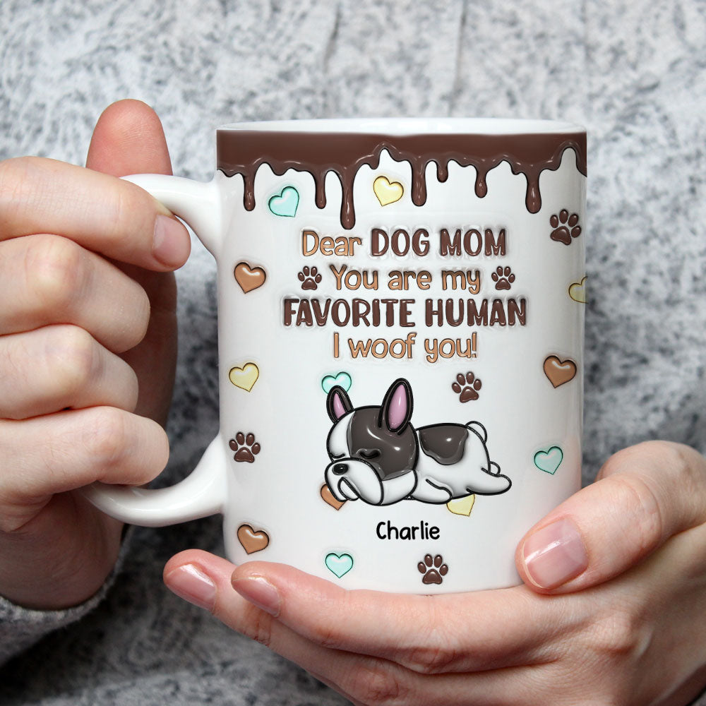Custom Christmas Birthday Gifts For Dog Lovers • Favorite Human Version 2 - Personalized 3D Inflated Effect Mug