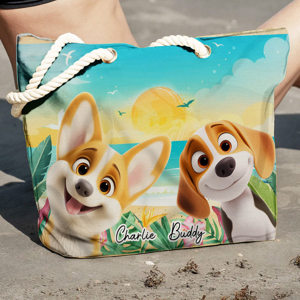 Dog At The Beach - Personalized Beach Bag