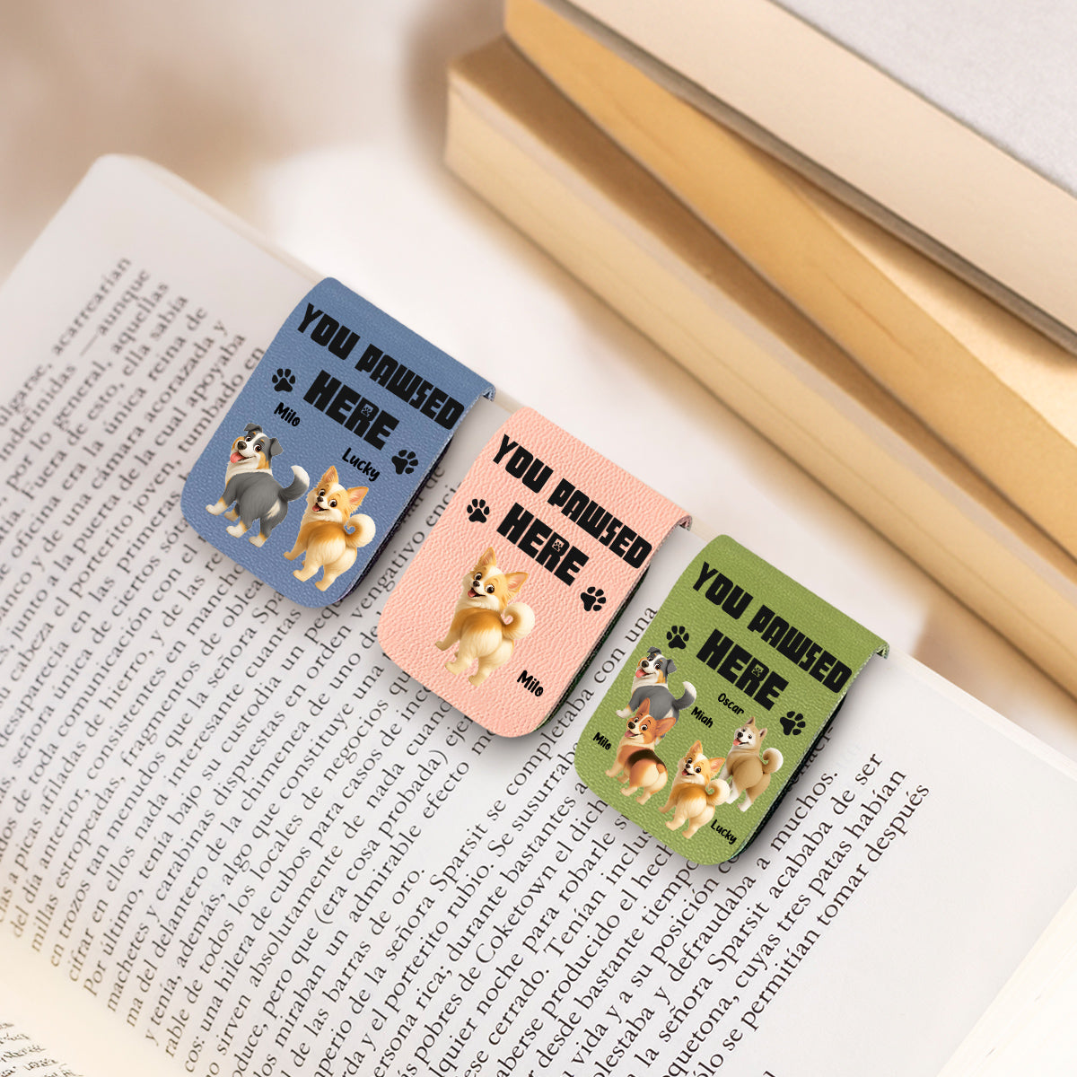 You Pawsed Here Ver 3 - Personalized Leather Bookmark