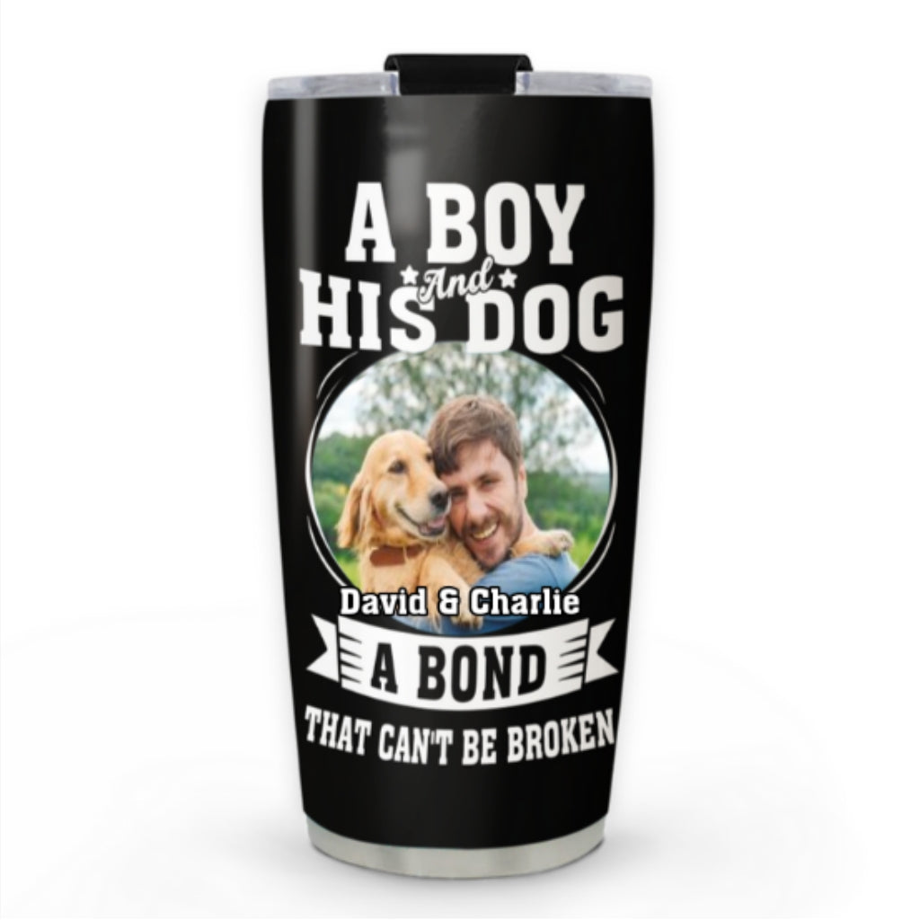 Custom Photo Father's day Birthday Gifts For Dog Dad, Dog Lovers • A Bond Can Not Be Broken Daddy Photo - Personalized Tumbler