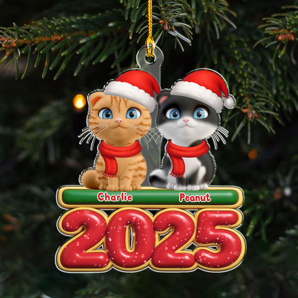 Custom Christmas Decor Home Birthday Gifts For Cat Lovers • My Cat Is Here - Personalized Acrylic Ornament