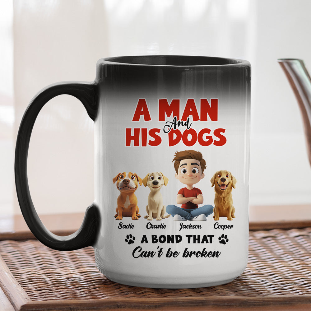 Custom Father's day Birthday Gifts For Dog Dad, Dog Lovers • Unbroken Bond - Personalized Color Changing Mug