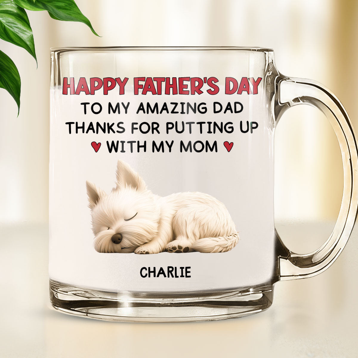 Custom Father's day Birthday Gifts For Dog Dad, Dog Lovers • Putting Up With - Personalized Glass Mug